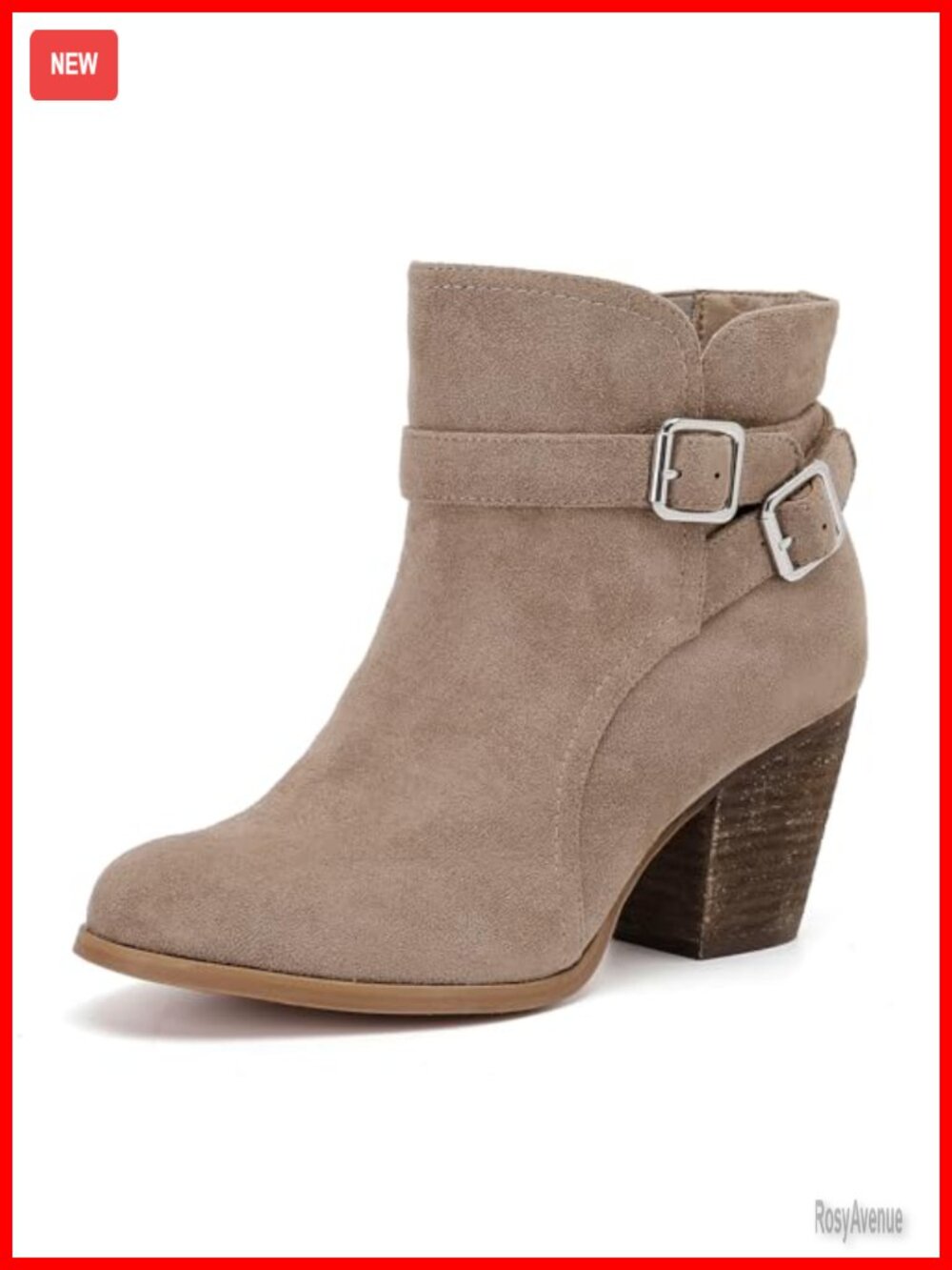 Wide Width Ankle Boots - Block Low Heel Side Zipper Booties